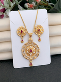 Round Teardrop Ruby Pendant Set