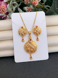 Oval Leaf Ruby Pendant Set
