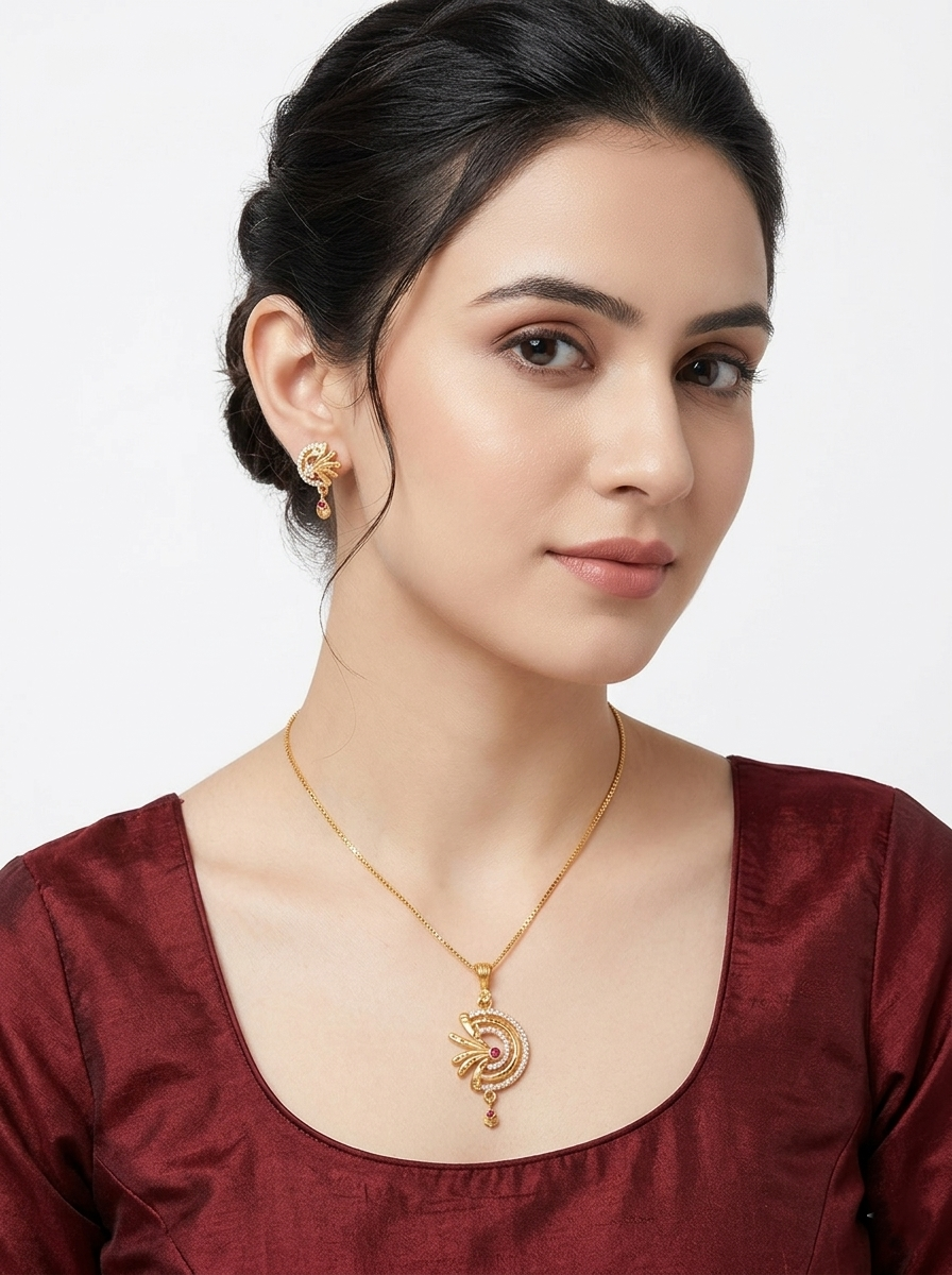 Half Moon Ruby Pendant Set