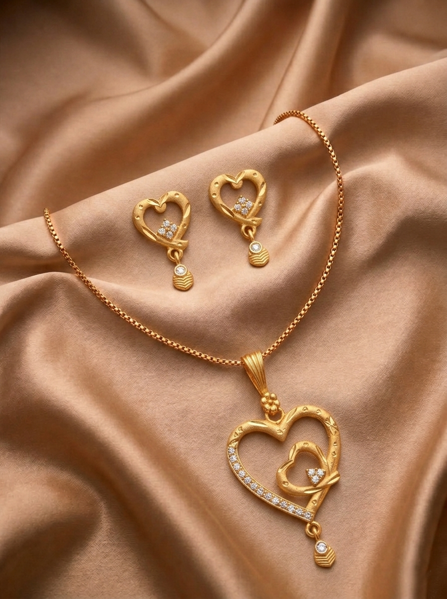 Double Heart AD Pendant Set