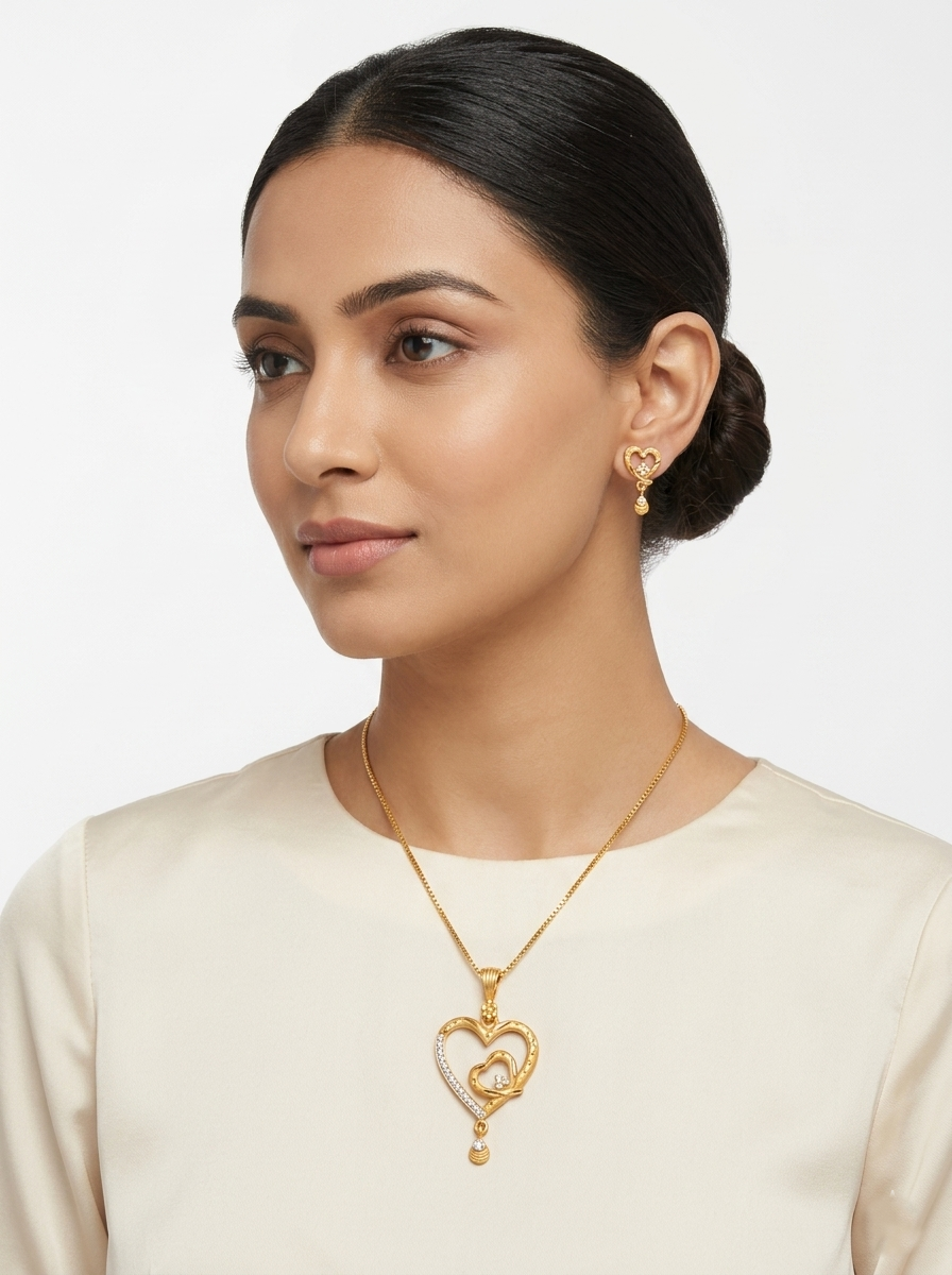 Double Heart AD Pendant Set