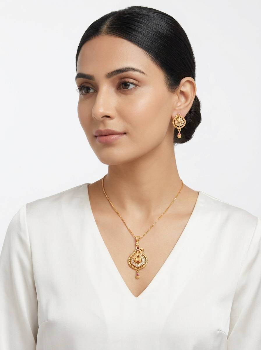 Teardrop Peacock Pendant Set